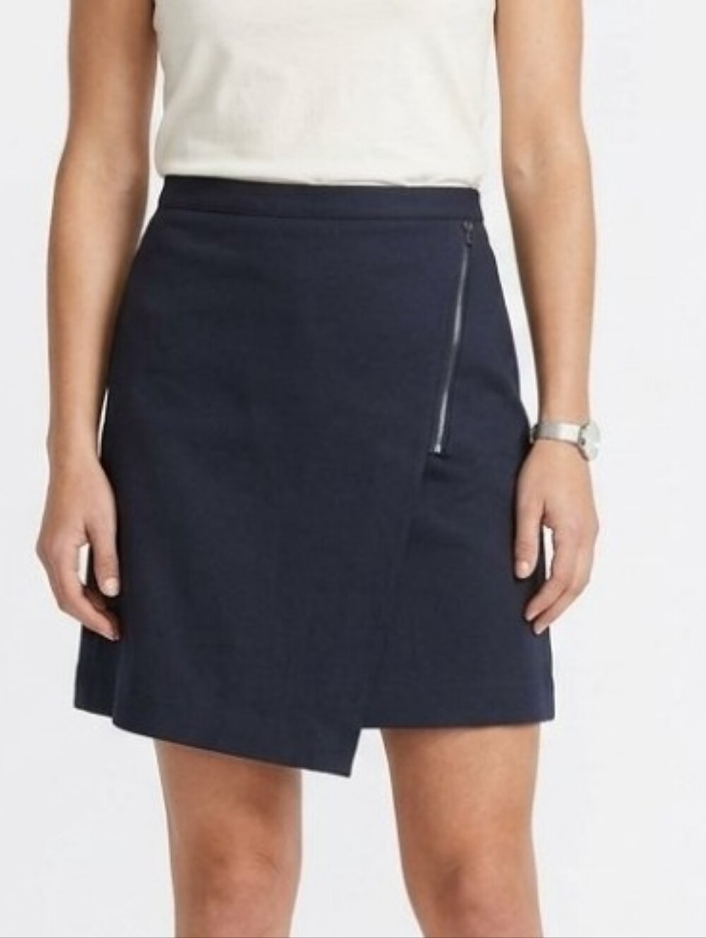 Rafaella Short Black Career Work Skirt Wrap Style Front Zip Accent sz 10